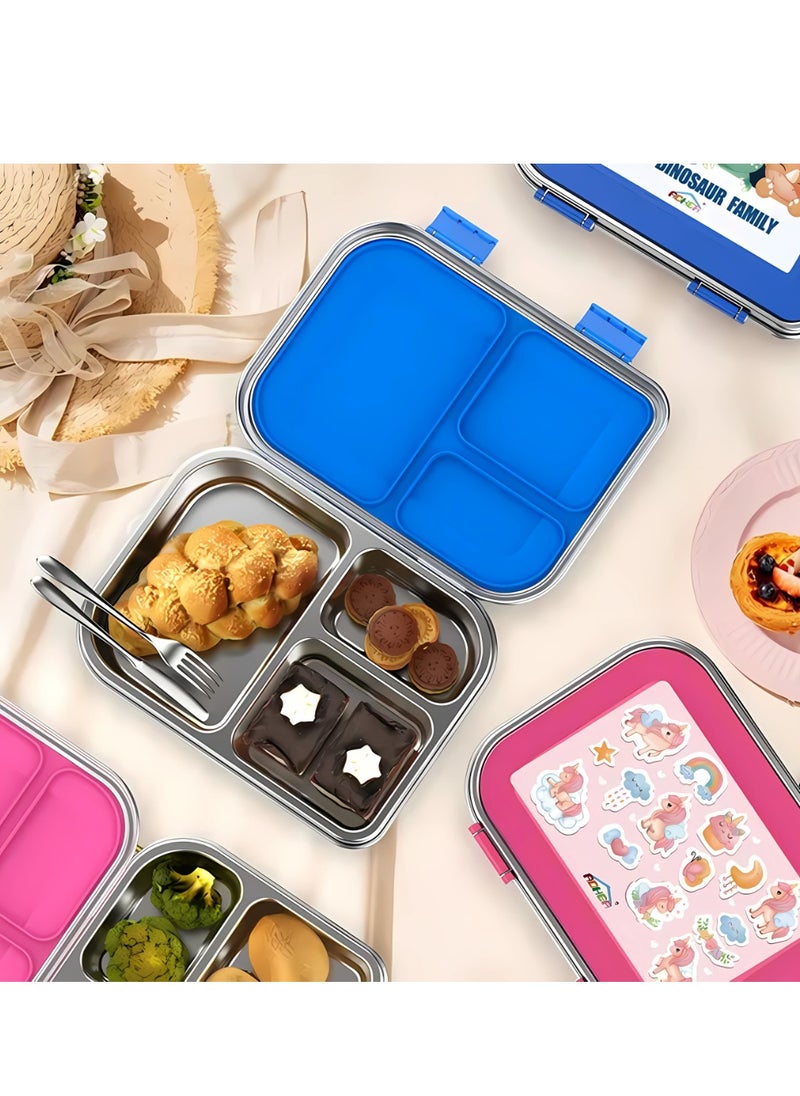 Stainless Steel Bento Lunch box for kids & Adults, Insulated Stainless Steel Lunch box 3 Compartments for hot & cold meals, BPA-free, Leak-Proof