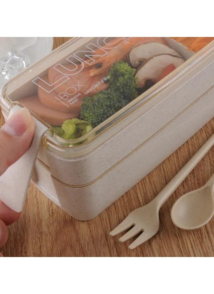 BPA Free Wholesale Selling 750ml Stackable Double Layers 2-In-1 Compartment Wheat Straw Leakproof Bento Lunch Box Containers For Women Office Portable Bento Yellow