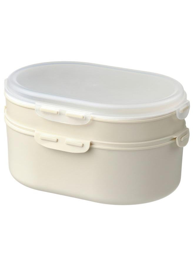 Stackable lunch box for dry food, light grey-beige