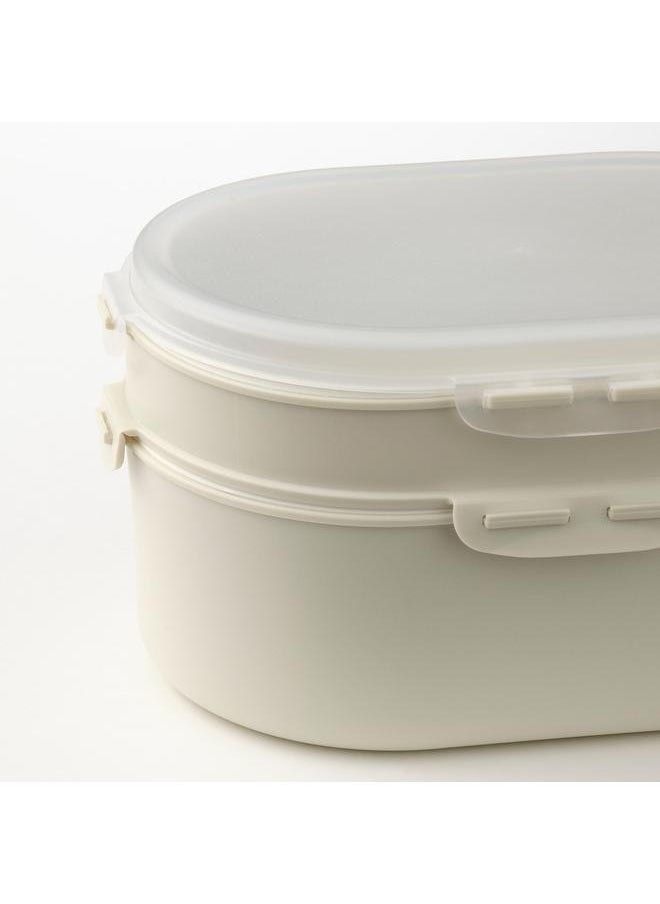 Stackable lunch box for dry food, light grey-beige