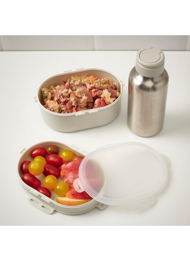 Stackable lunch box for dry food, light grey-beige