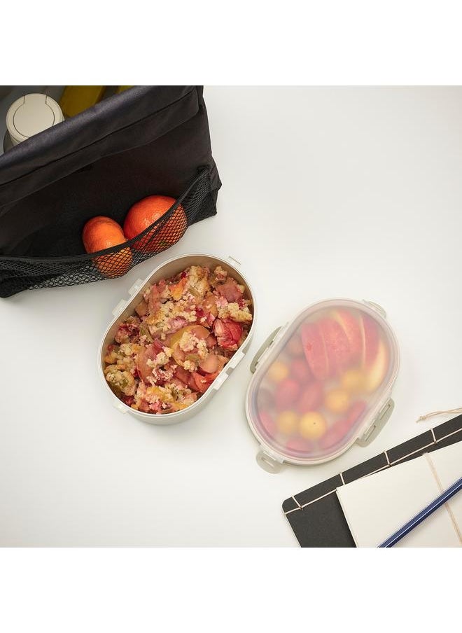Stackable lunch box for dry food, light grey-beige