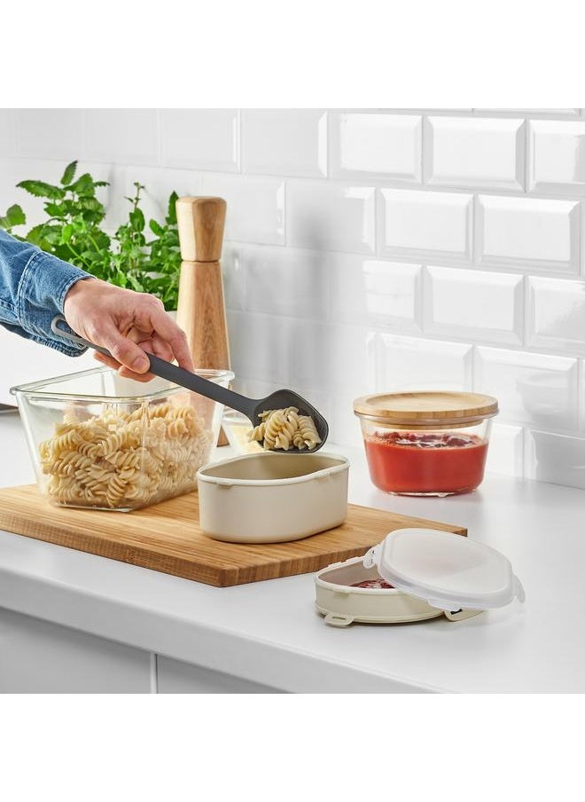 Stackable lunch box for dry food, light grey-beige