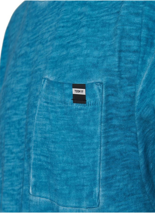 Men's Marine T-shirt, Termit, Cotton Fabric, Straight Cut, Chest Pocket, Comfortable and Stylish for Urban Adventures