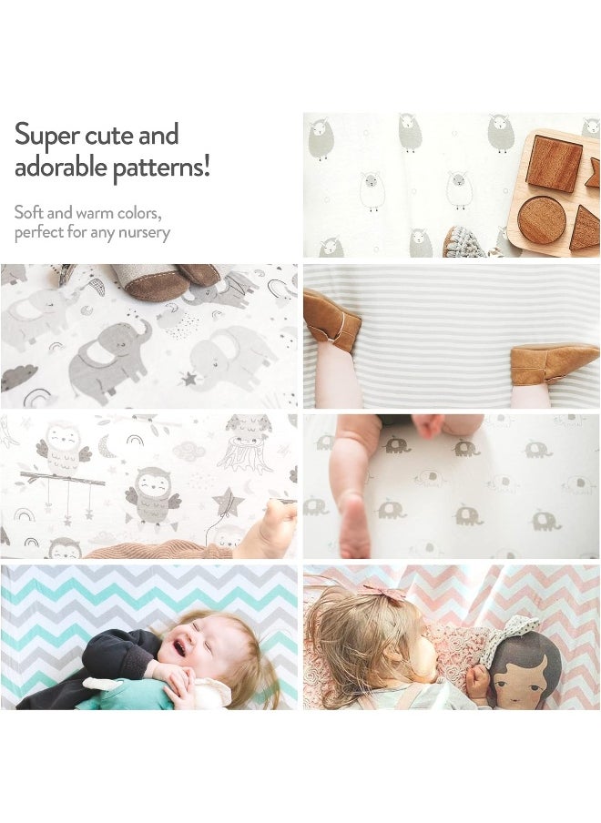 Travel Crib Fitted Sheets Compatible With Guava Lotus, Baby Bjorn, Dream on Me Travel Crib Light Playard – Fits Perfectly on 24 x 42” Mattress Without Bunching Up – Snuggly Soft Jersey Cotton – 2 Pack