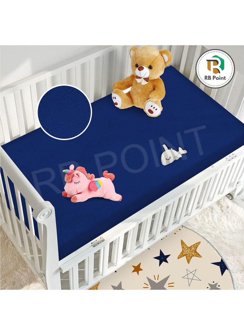 RB POINT Baby Dry Sheet Premium Waterproof Fleece for Complete Protection Waterproof Washable Bed SheetMattress Protection Sheet NAVY BLUE LARGE 140X100 CM 0