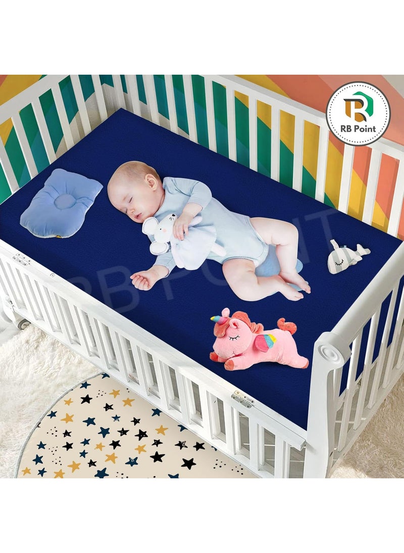 RB POINT Baby Dry Sheet Premium Waterproof Fleece for Complete Protection Waterproof Washable Bed SheetMattress Protection Sheet NAVY BLUE LARGE 140X100 CM 0