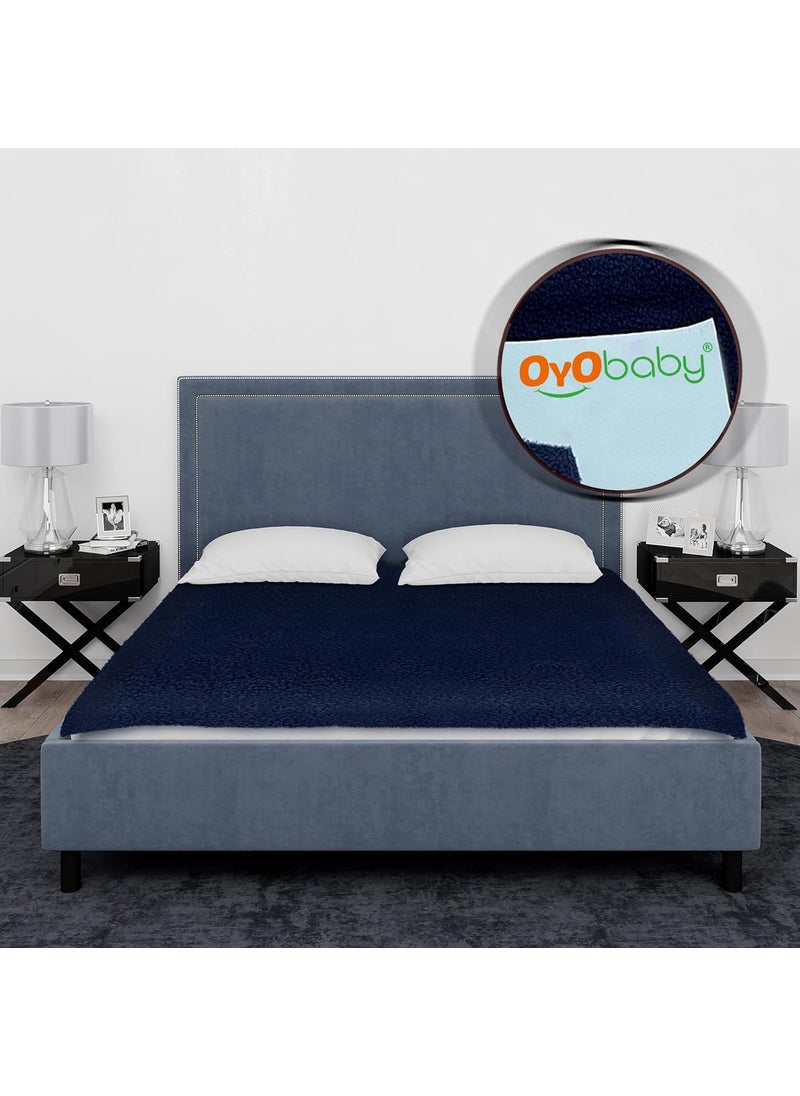 OYO Baby Cotton Quickly Dry Sheet for Baby Large Size Double Bed Dark Blue Double Bed Size 200cm x 260cm OB2024DB