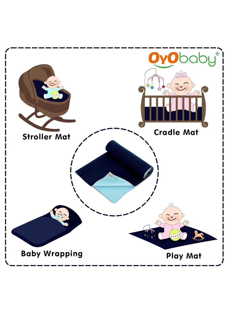 OYO Baby Cotton Quickly Dry Sheet for Baby Large Size Double Bed Dark Blue Double Bed Size 200cm x 260cm OB2024DB