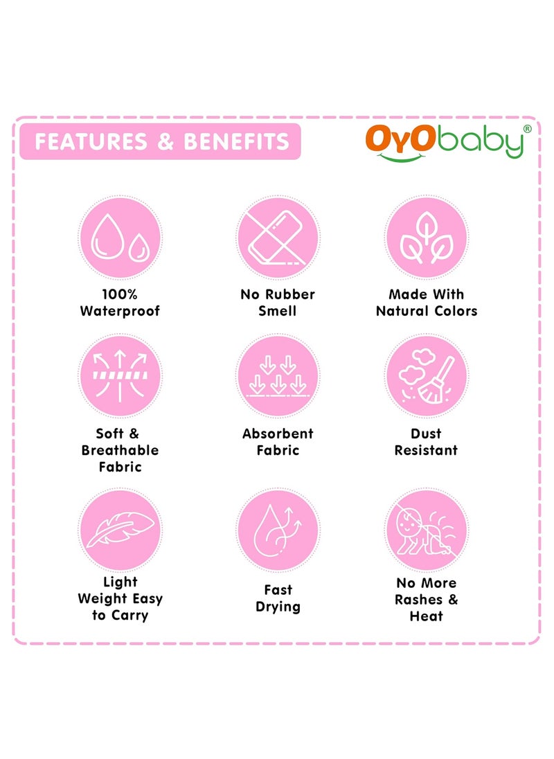 OYO Baby Polycotton Waterproof Quick Dry Sheet for Baby Bed Pad Baby Bed Protector Sheet for Toddler Children Double Bed Size 260Cm X 200Cm Pink