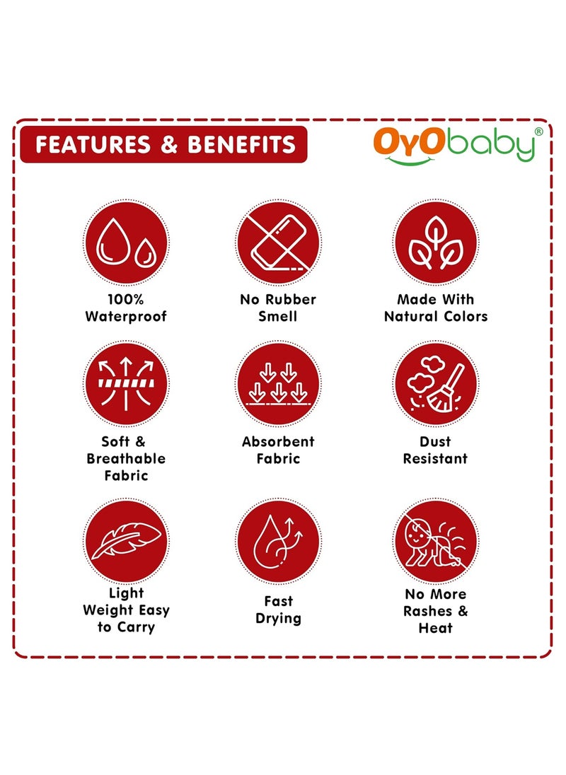 OYO Baby Dry Sheet for Double Bed King Size XXL Full Size Bed Urine Mat Bed Protector Waterproof Rubber Sheet for King Size Bed Quickly Dry for Kids and Adults 260X200 Cm Maroon