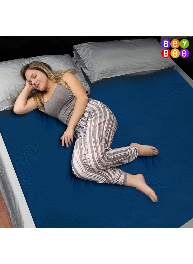 BeyBee Instadry AntiPiling Fleece Extra Absorbent Quick Dry Sheet for New Born Babies Bed Protector Mattress Reusable Waterproof Baby Cot Sheet for Toddler Infant XXL Size 260x200cm Dark Sea Blue