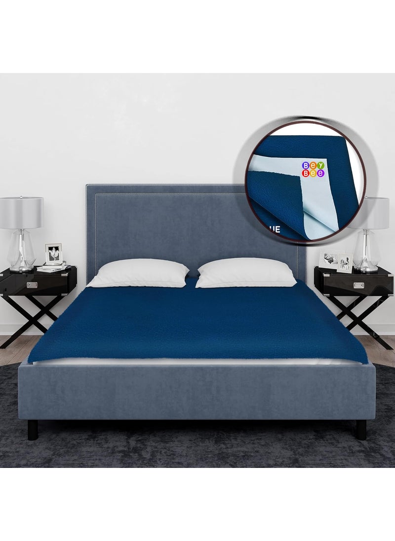 BeyBee Instadry AntiPiling Fleece Extra Absorbent Quick Dry Sheet for New Born Babies Bed Protector Mattress Reusable Waterproof Baby Cot Sheet for Toddler Infant XXL Size 260x200cm Dark Sea Blue