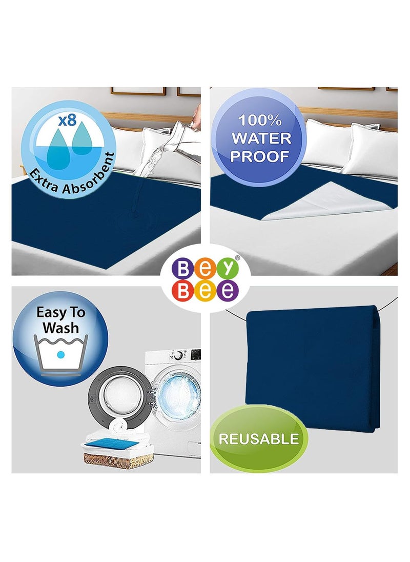 BeyBee Instadry AntiPiling Fleece Extra Absorbent Quick Dry Sheet for New Born Babies Bed Protector Mattress Reusable Waterproof Baby Cot Sheet for Toddler Infant XXL Size 260x200cm Dark Sea Blue
