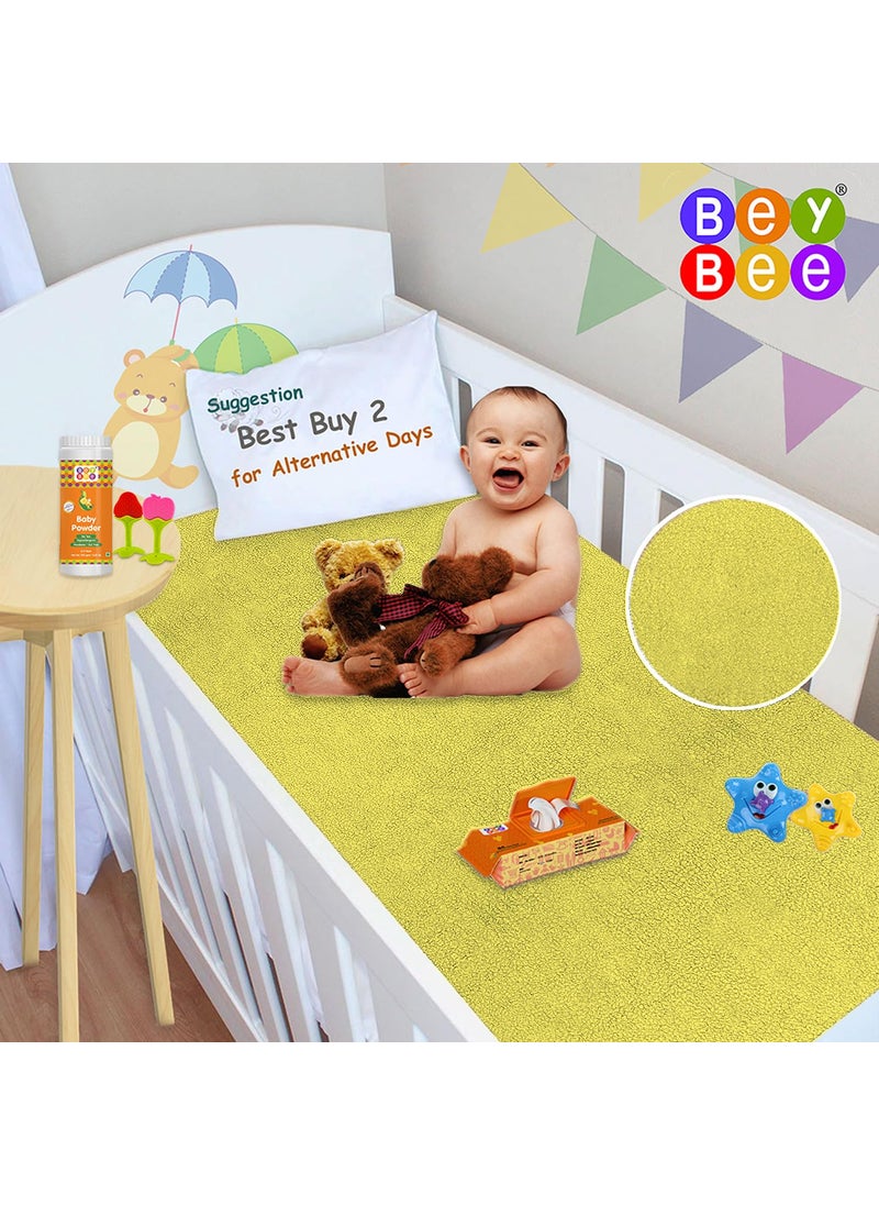 BeyBee Waterproof Quick Dry Sheet for BabyAntiPiling Fleece Extra Absorbent Washable Matress Protector Baby Bed Protector Sheet for Toddler Large Pack of 2 100x140cm Yellow