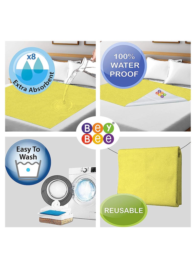 BeyBee Waterproof Quick Dry Sheet for BabyAntiPiling Fleece Extra Absorbent Washable Matress Protector Baby Bed Protector Sheet for Toddler Large Pack of 2 100x140cm Yellow