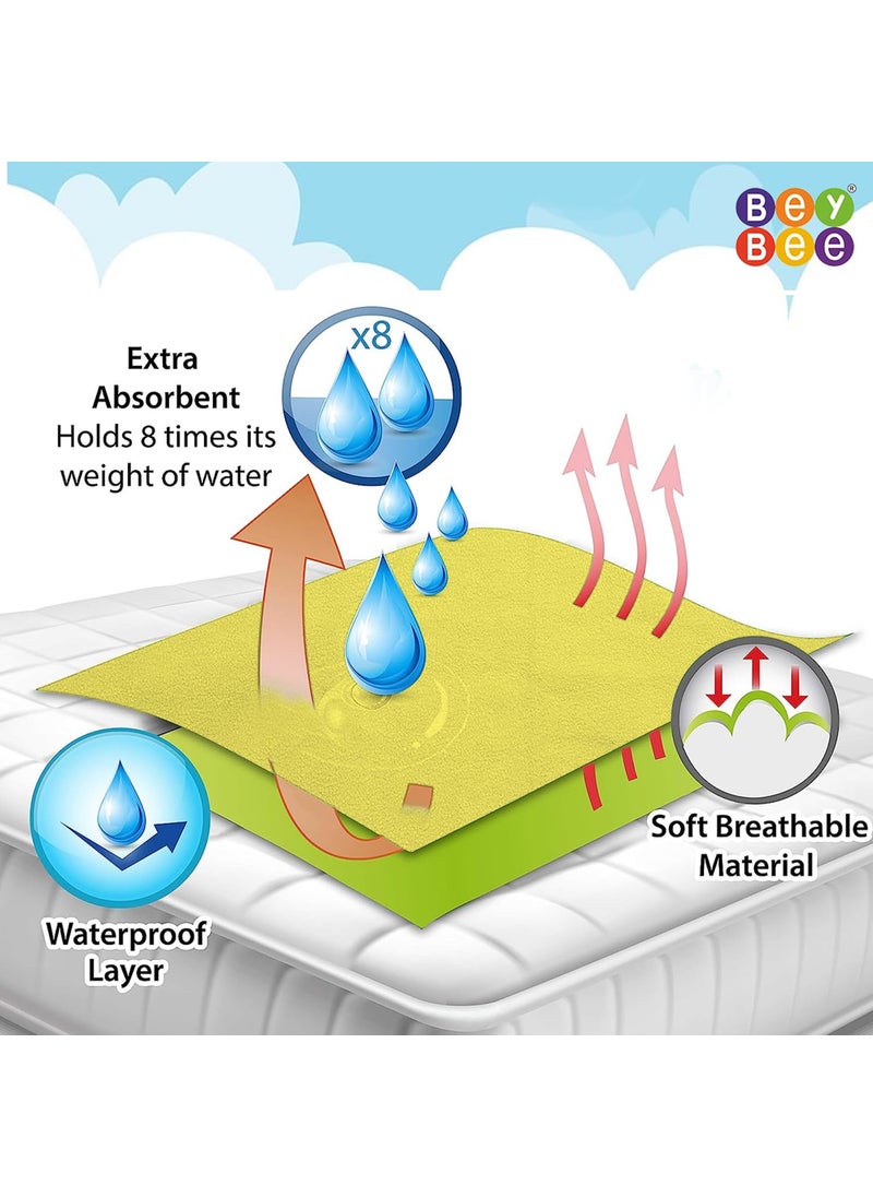 BeyBee Waterproof Quick Dry Sheet for BabyAntiPiling Fleece Extra Absorbent Washable Matress Protector Baby Bed Protector Sheet for Toddler Large Pack of 2 100x140cm Yellow