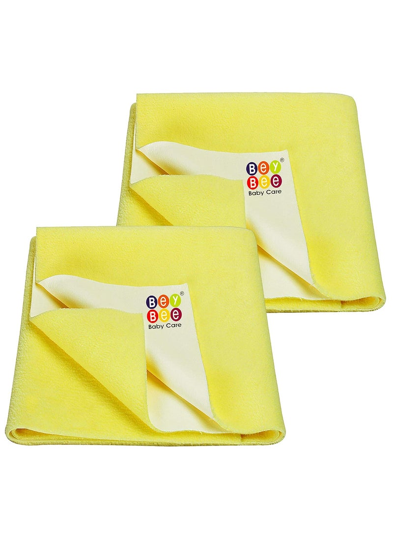 BeyBee Waterproof Quick Dry Sheet for BabyAntiPiling Fleece Extra Absorbent Washable Matress Protector Baby Bed Protector Sheet for Toddler Large Pack of 2 100x140cm Yellow