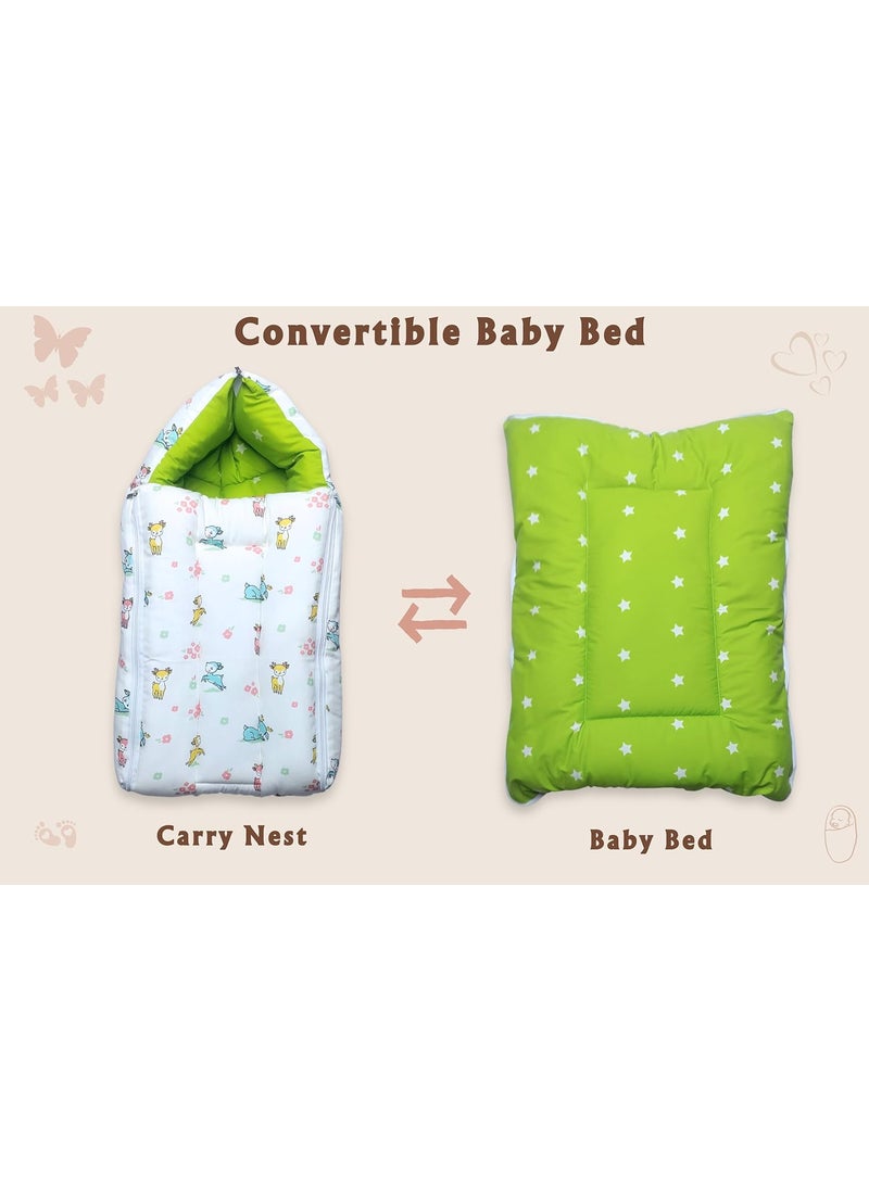 Momly U Baby Nest Cotton Baby Carry Bag Printed Sleeping Baby Nest Bed 3 in 1 Portable Bed for Baby Deer