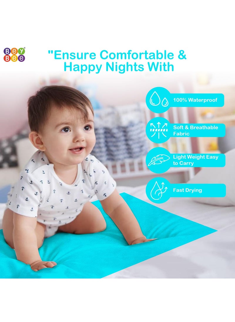 BeyBee Instadry AntiPiling Fleece Extra Absorbent Quick Dry Sheet for New Born Babies Bed Protector Mattress Reusable Waterproof Baby Cot Sheet for Toddler Infant XLarge Size 200x140cm Sea Blue