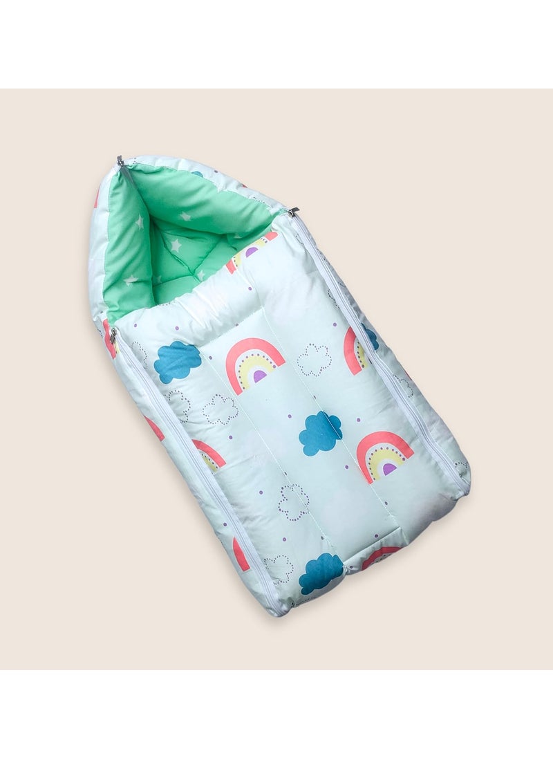 Momly U Baby Nest Cotton Baby Carry Bag Printed Sleeping Baby Nest Bed 3 in 1 Portable Bed for Baby Rainbow