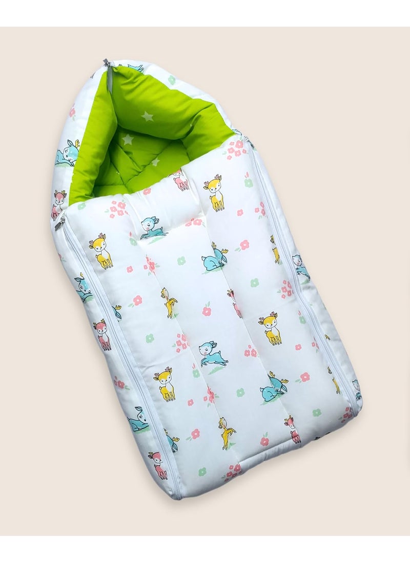 Momly U Baby Nest Cotton Baby Carry Bag Printed Sleeping Baby Nest Bed 3 in 1 Portable Bed for Baby Whale