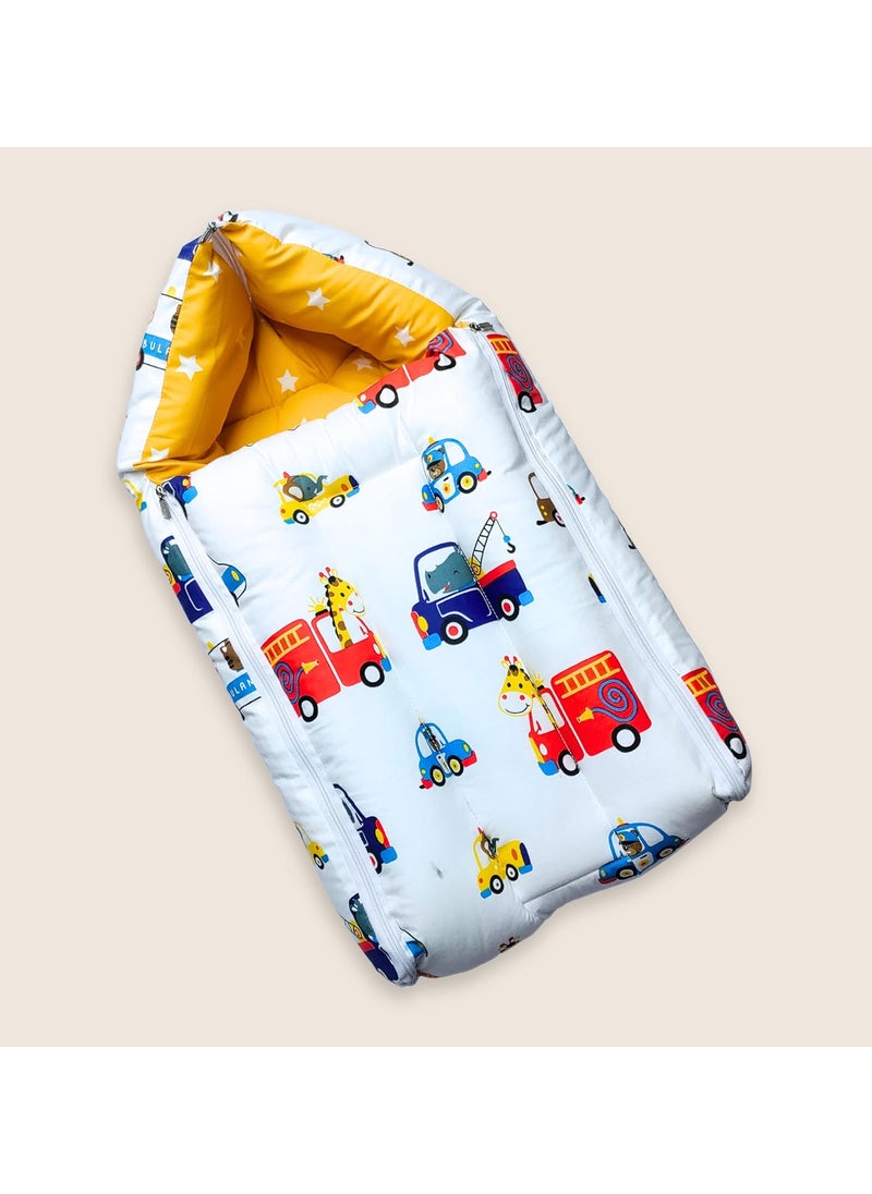 Momly U Baby Nest Cotton Baby Carry Bag Printed Sleeping Baby Nest Bed 3 in 1 Portable Bed for Baby Car
