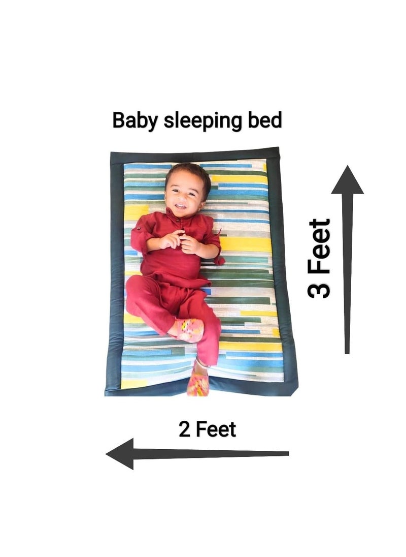 Mahdiya Foldable Baby Sleeping BedMat Portable Korai Grass Cushion with Soft Foam 6 Month to 2year Baby Bed Travel Compact MultiColor 2x3 Feet 60x90 CM24x36 inch