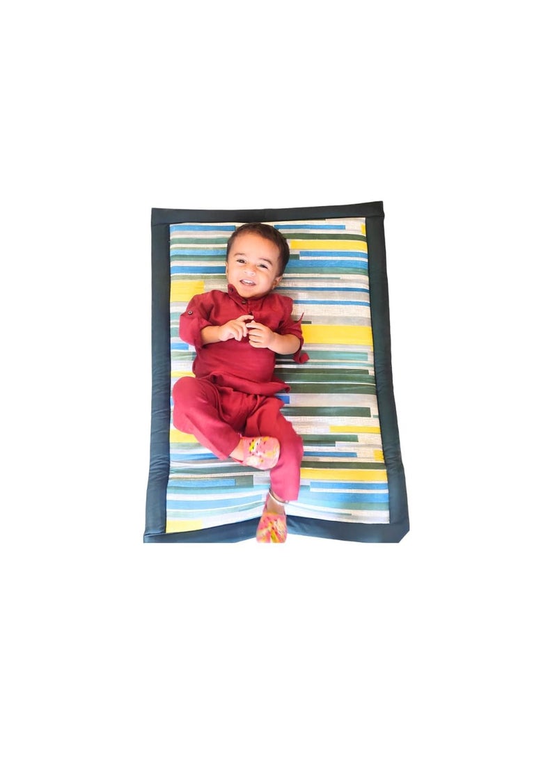 Mahdiya Foldable Baby Sleeping BedMat Portable Korai Grass Cushion with Soft Foam 6 Month to 2year Baby Bed Travel Compact MultiColor 2x3 Feet 60x90 CM24x36 inch