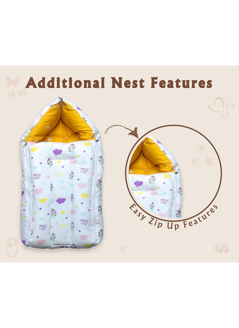 Momly U Baby Nest Cotton Baby Carry Bag Printed Sleeping Baby Nest Bed 3 in 1 Portable Bed for Baby Unicorn