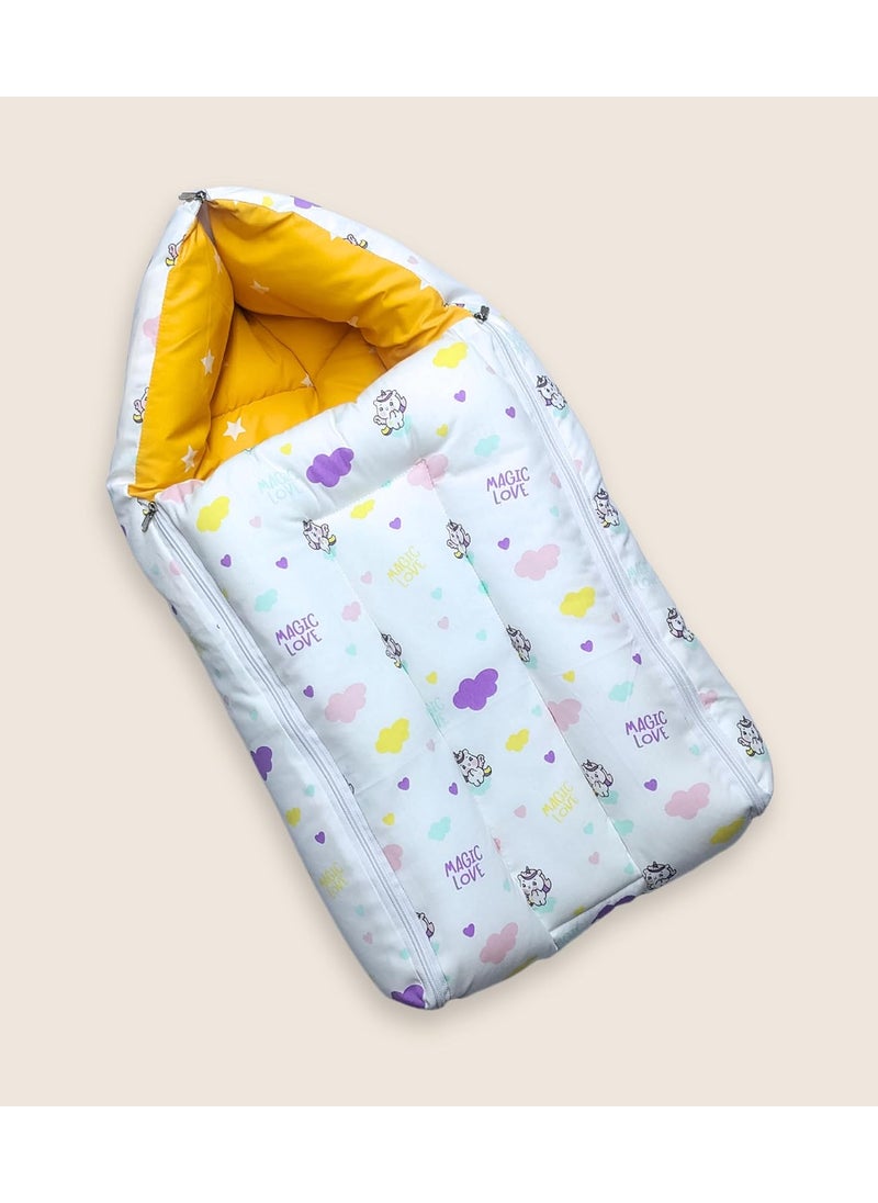Momly U Baby Nest Cotton Baby Carry Bag Printed Sleeping Baby Nest Bed 3 in 1 Portable Bed for Baby Unicorn