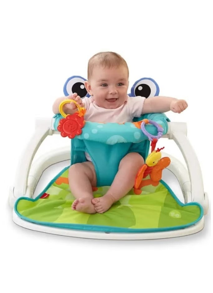 Portable Baby Chair Sit-Me-Up Floor Seat with Developmental Toys & Machine Washable Seat Pad, Froggy