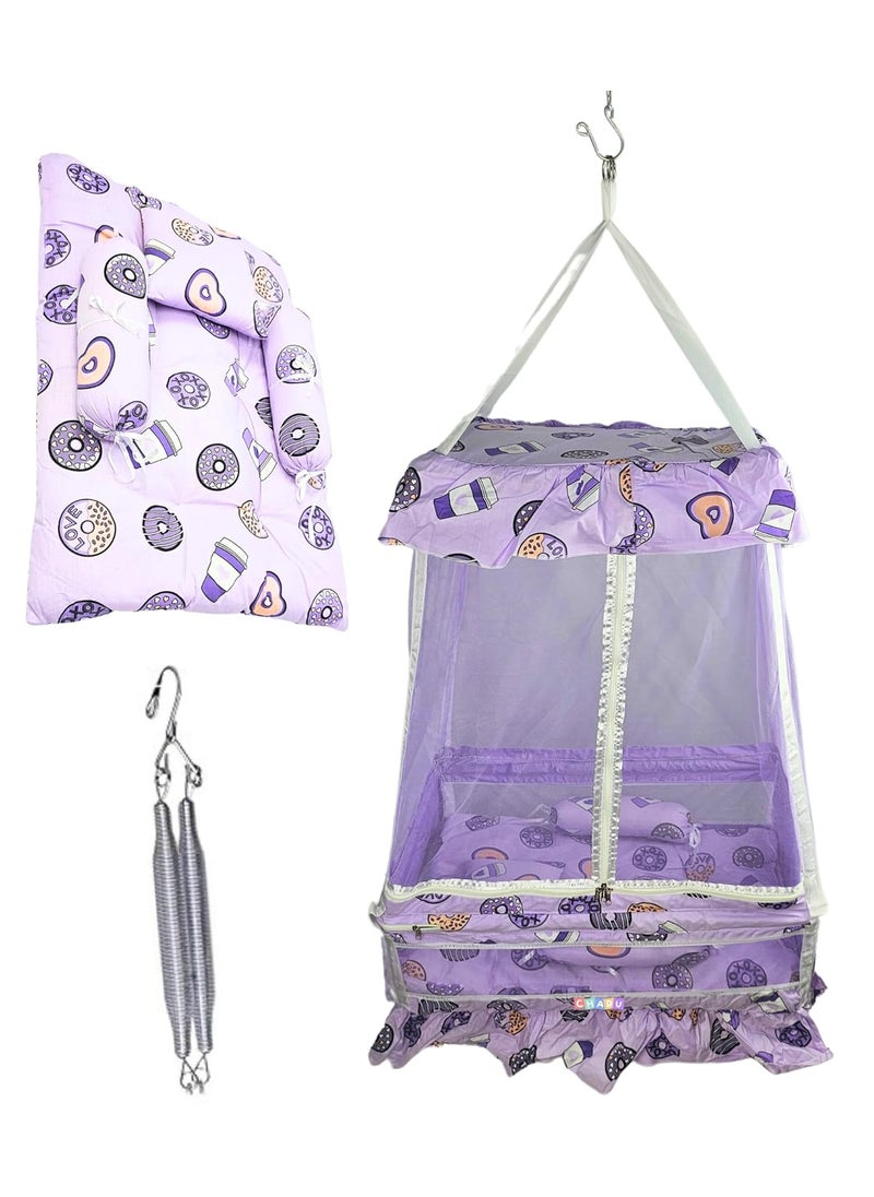 Baby Hanging Swing Cradle with Mosquito Net Spring Portable IndoorOutdoor Hammock for Infants Newborns and Toddlers Safe and Cozy Baby Swing Bed by Chadu Purple