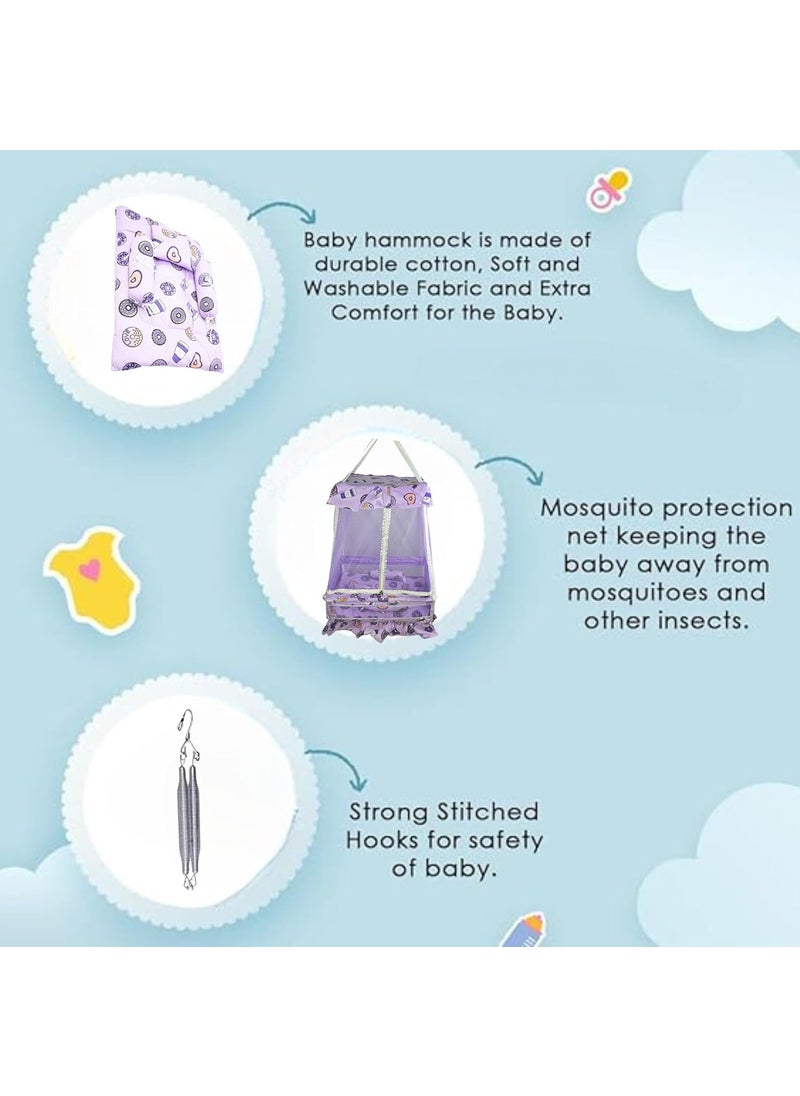 Baby Hanging Swing Cradle with Mosquito Net Spring Portable IndoorOutdoor Hammock for Infants Newborns and Toddlers Safe and Cozy Baby Swing Bed by Chadu Purple