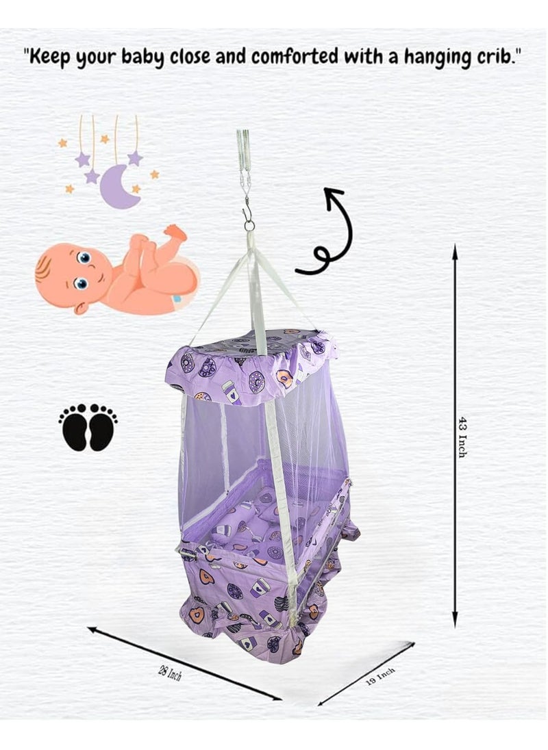 Baby Hanging Swing Cradle with Mosquito Net Spring Portable IndoorOutdoor Hammock for Infants Newborns and Toddlers Safe and Cozy Baby Swing Bed by Chadu Purple