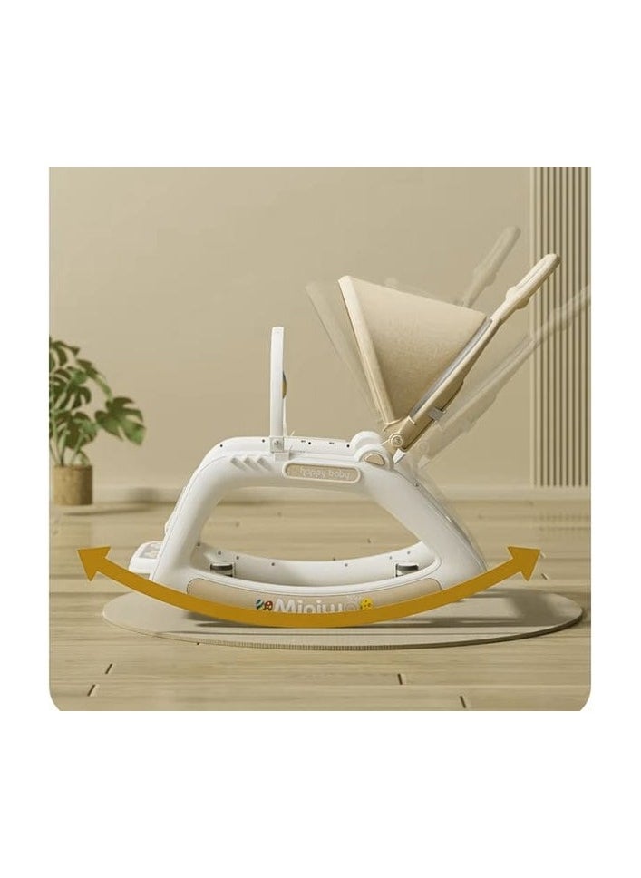 5-in-1 Baby Rocking Chair with Hanging Toys – Reclining Booster Seat with Music, Wheels & Food Tray for Infants and Toddlers (0–2 Years)