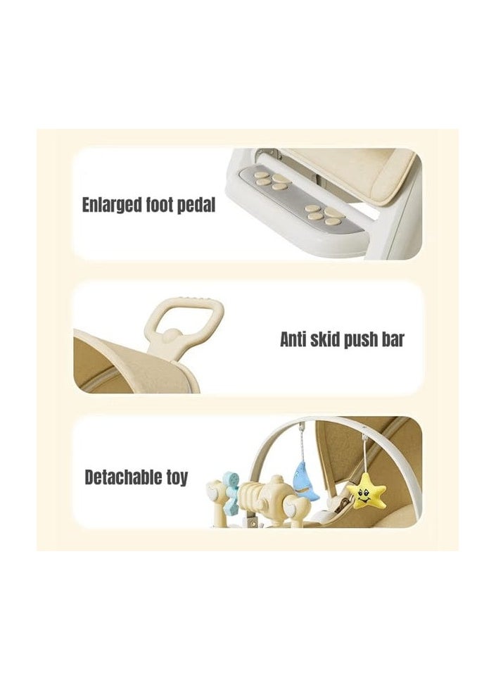 5-in-1 Baby Rocking Chair with Hanging Toys – Reclining Booster Seat with Music, Wheels & Food Tray for Infants and Toddlers (0–2 Years)