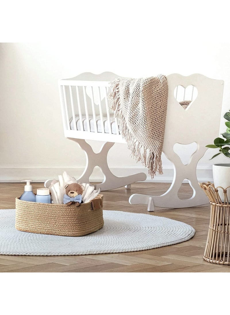Cotton Woven Basket with Handles for Shelves Toys Book Cloth Basket for organizing Nursery Cube Bin Decorative Storage Organizer for Living Room Bathroom by Wisdom Decor