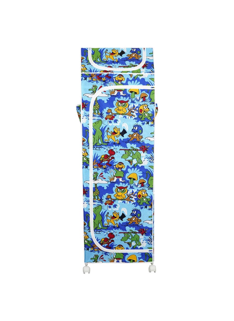 Little Ones 6 Plastic Shelves Foldable Baby Storage Box Made in India ISI Certified Unbreakable Material Steel Structure Jungle Blue H6AB