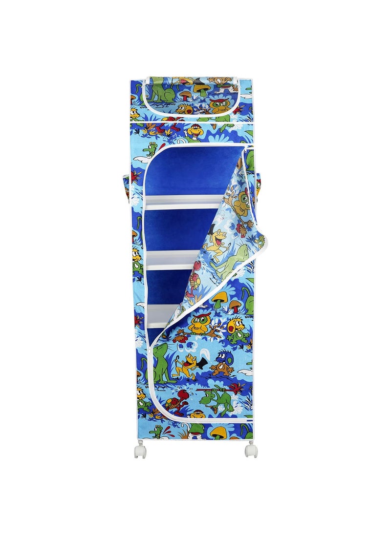 Little Ones 6 Plastic Shelves Foldable Baby Storage Box Made in India ISI Certified Unbreakable Material Steel Structure Jungle Blue H6AB