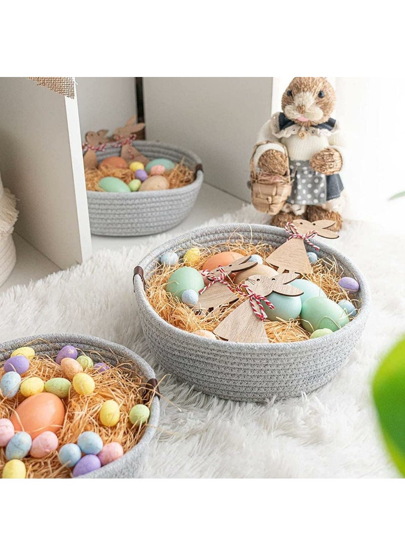 Wisdom Decor Small box mini rope paper storage Cotton basket woven laundry bag pink hamper baby nursery tray bucket organizer for kids toys fruits kitchen office shelf 3 Grey