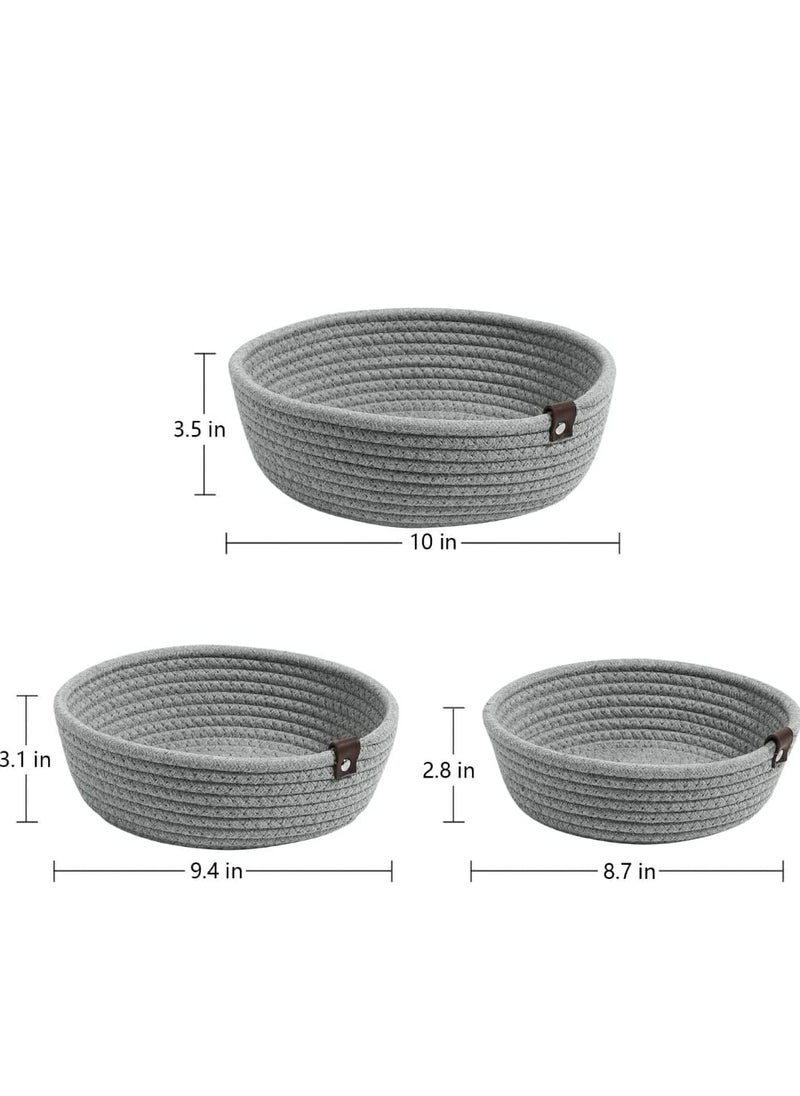 Wisdom Decor Small box mini rope paper storage Cotton basket woven laundry bag pink hamper baby nursery tray bucket organizer for kids toys fruits kitchen office shelf 3 Grey