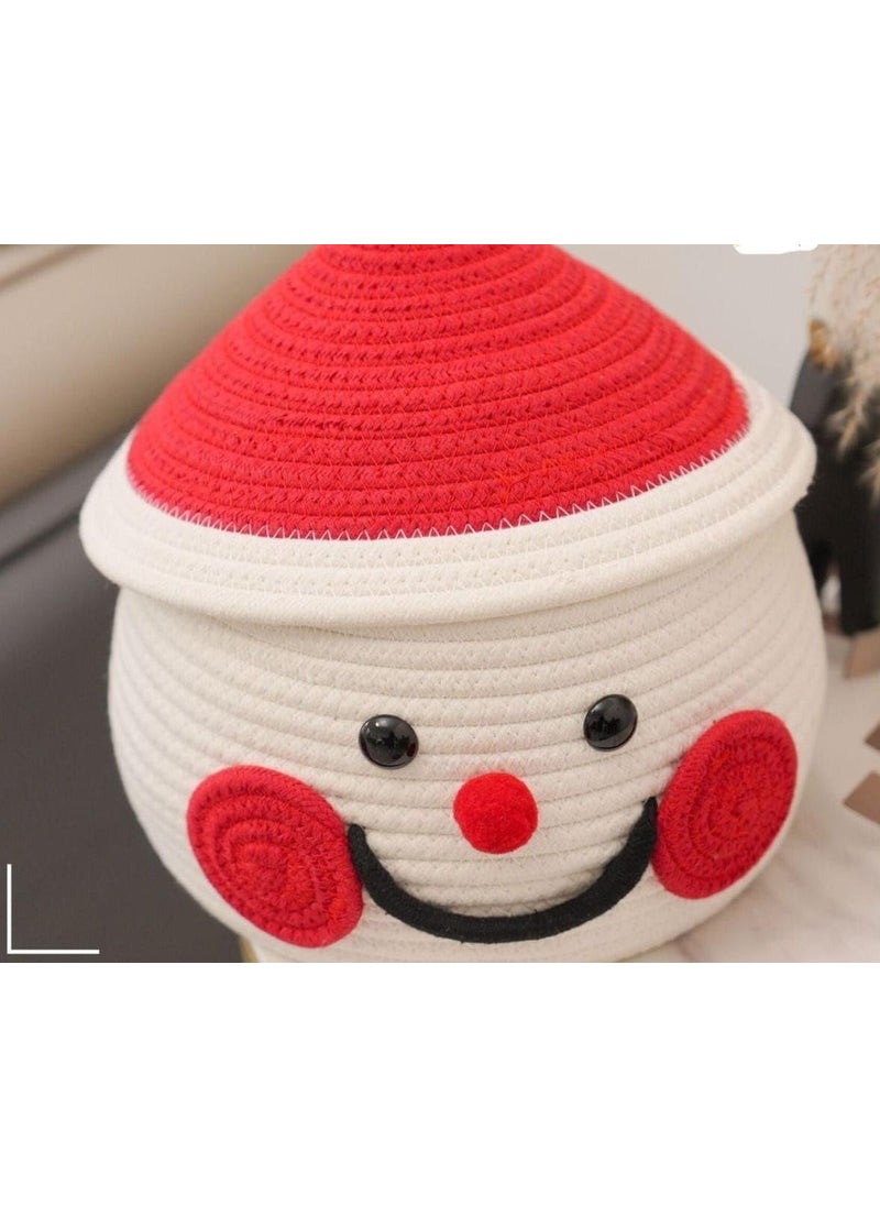 Harbell Home Cute Santa Handmade Jute Cotton Thread Rope Basket Woven Storage Basket With Cap Nursery Organizers And StorageKids Basket Toy Bin Baby Gift Basket