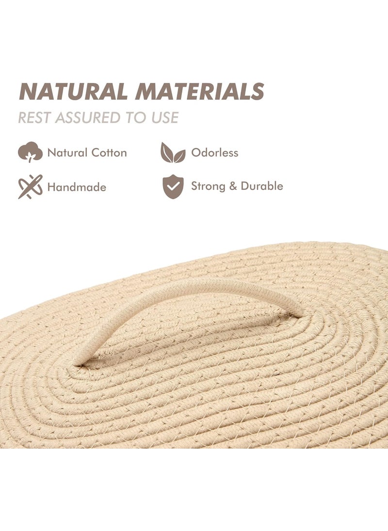Beautiful Hommies Cotton Rope Storage Basket with Lid Lidded Woven Storage Bin Nursery Storage Container Diaper Caddy Baby Shower Basket Box Organizer BEIGE MediumOval
