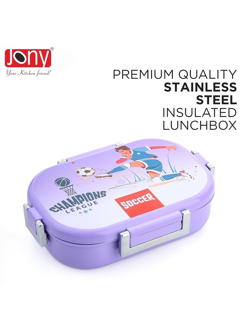 Jony Insulated Steel Lunch Box with 2 containers for Kids School Children and Office 750250ml Purple 1 Set