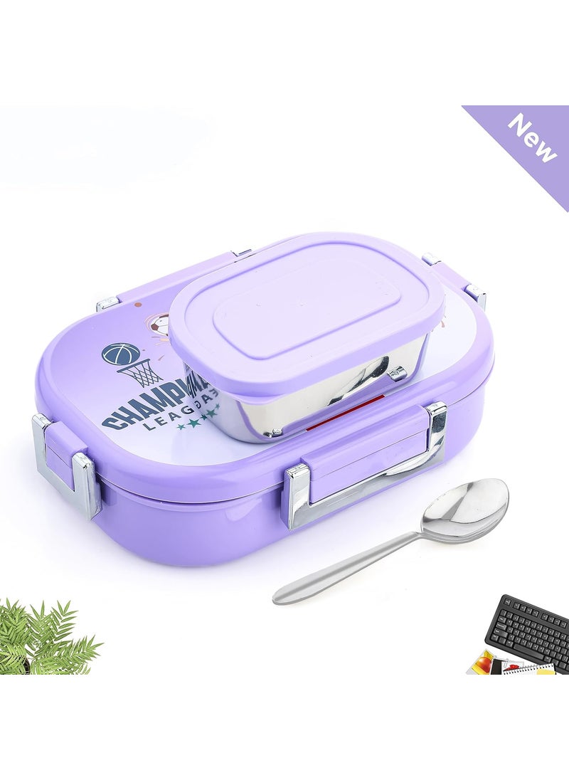 Jony Insulated Steel Lunch Box with 2 containers for Kids School Children and Office 750250ml Purple 1 Set