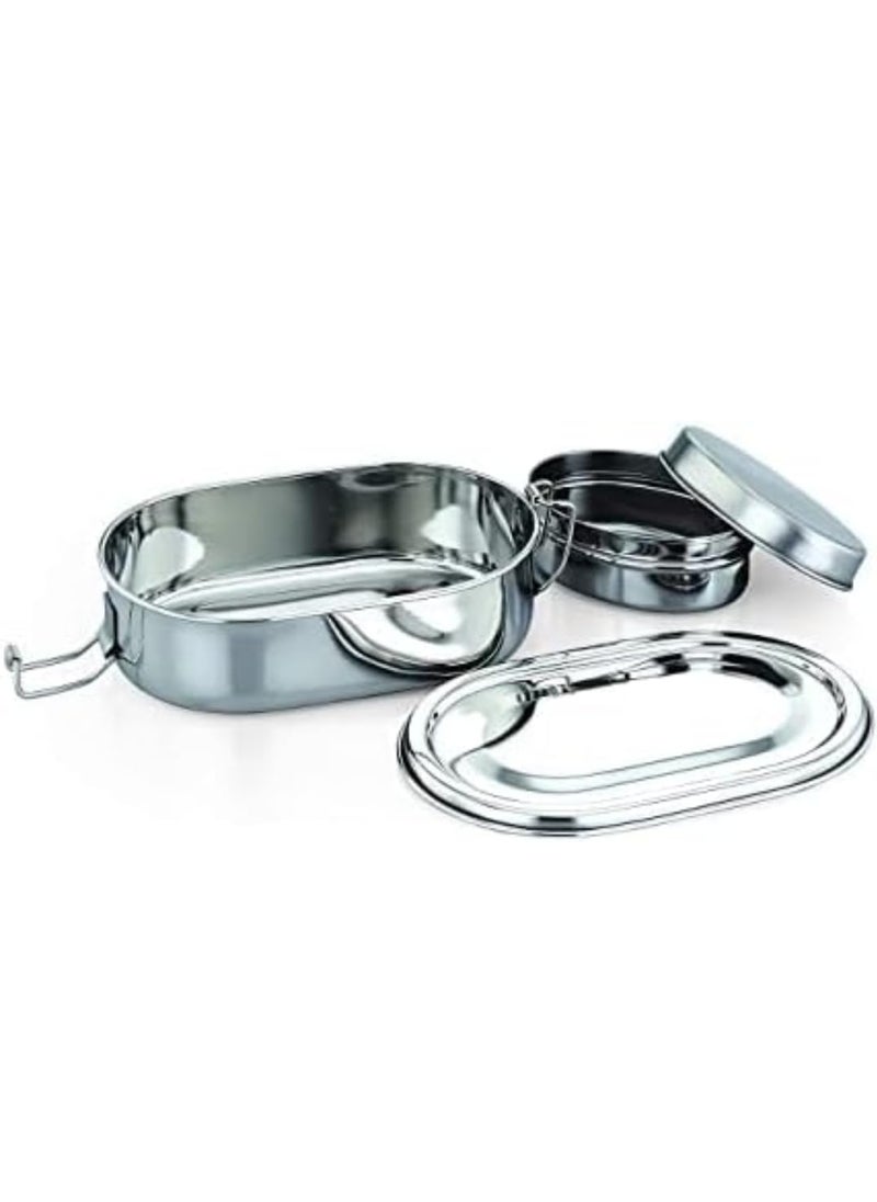 BHATI Eco Friendly Stainless Steel Food Compartment Lunch Box Silver