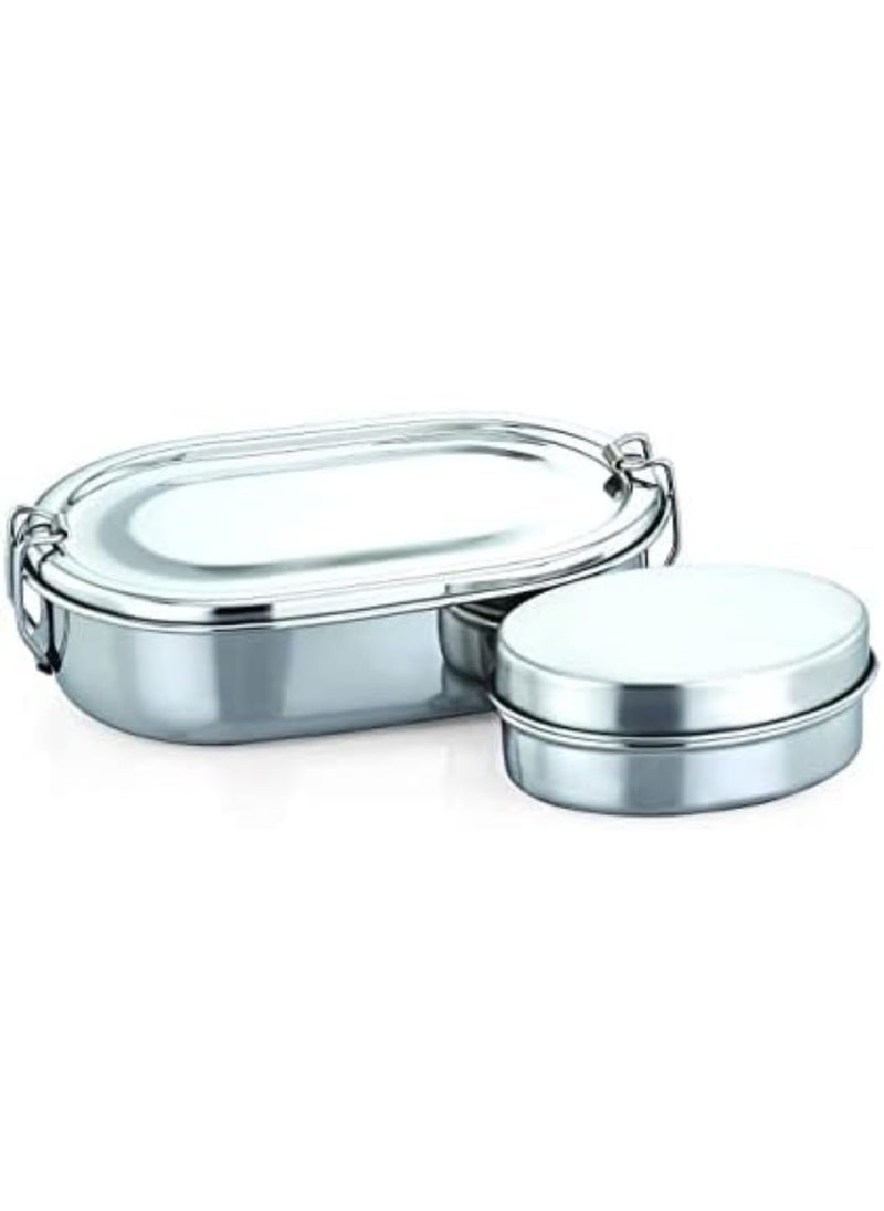 BHATI Eco Friendly Stainless Steel Food Compartment Lunch Box Silver