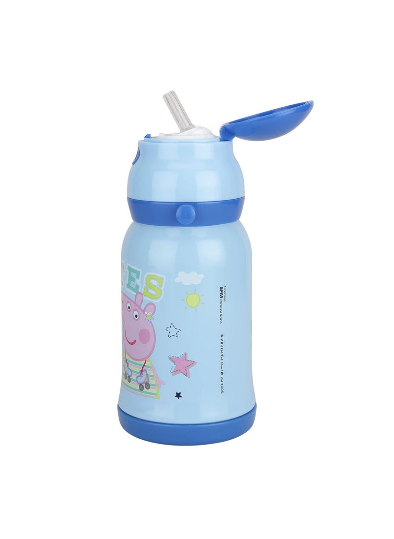 Youp Stainless Steel Blue Color Peppa Pig Kids Insulated Double Wall Sipper Bottle Chase 450ml