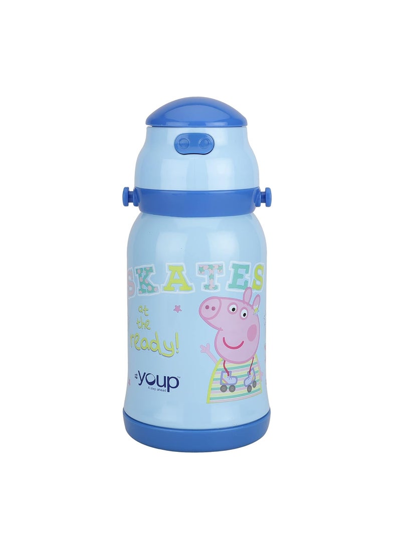 Youp Stainless Steel Blue Color Peppa Pig Kids Insulated Double Wall Sipper Bottle Chase 450ml